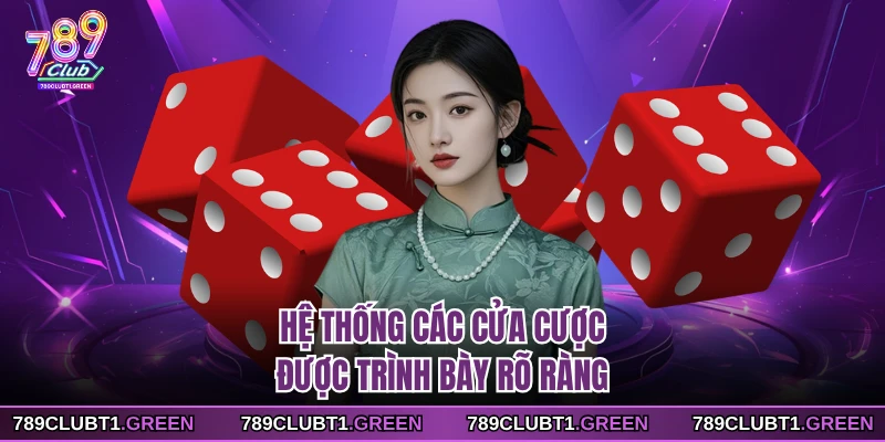 Hệ thống các cửa cược được trình bày rõ ràng